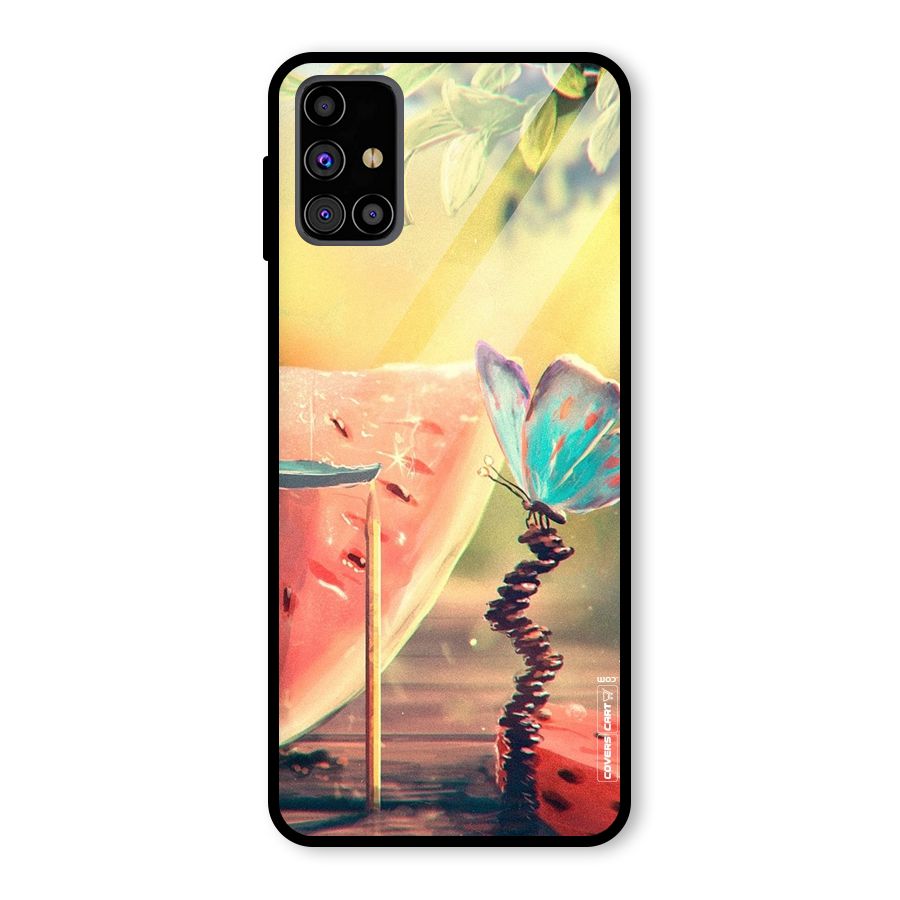 Watermelon Butterfly Glass Back Case for Galaxy M31s
