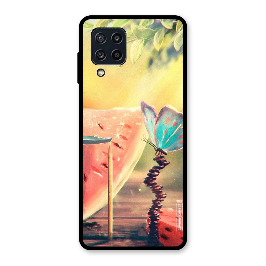 Watermelon Butterfly Glass Back Case for Galaxy M32