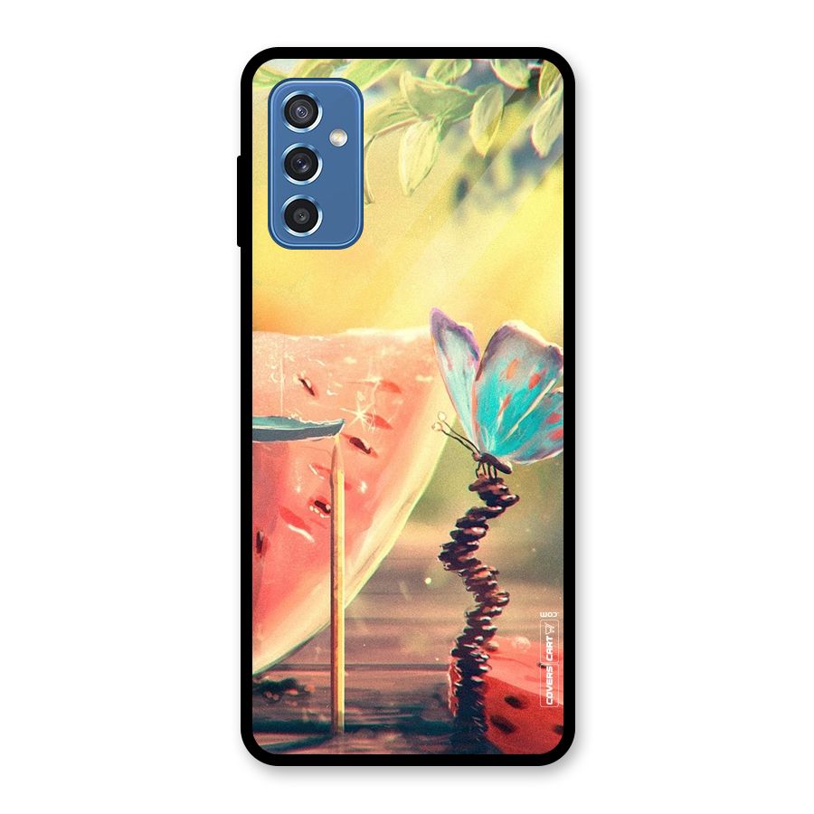 Watermelon Butterfly Glass Back Case for Galaxy M52 5G