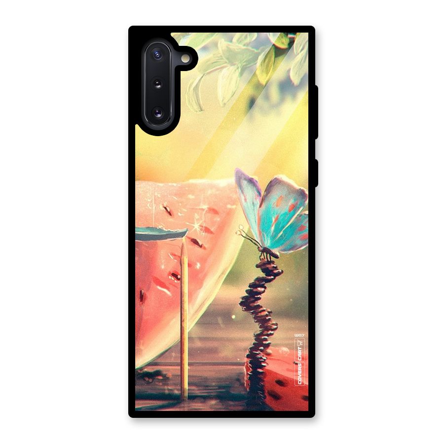 Watermelon Butterfly Glass Back Case for Galaxy Note 10