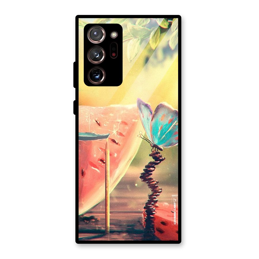 Watermelon Butterfly Glass Back Case for Galaxy Note 20 Ultra