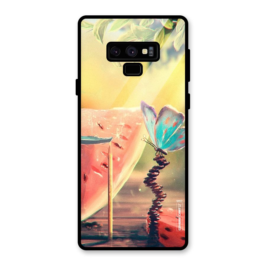 Watermelon Butterfly Glass Back Case for Galaxy Note 9