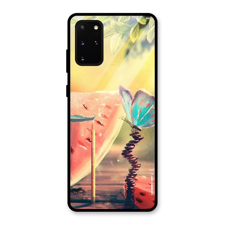 Watermelon Butterfly Glass Back Case for Galaxy S20 Plus