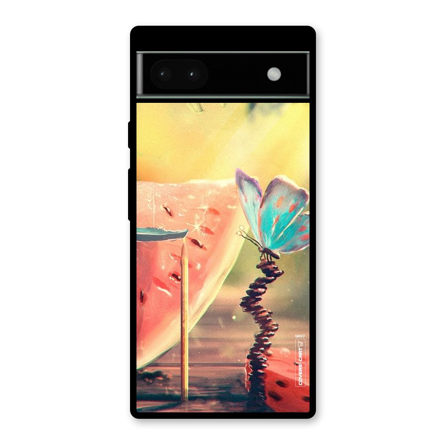 Watermelon Butterfly Glass Back Case for Google Pixel 6a