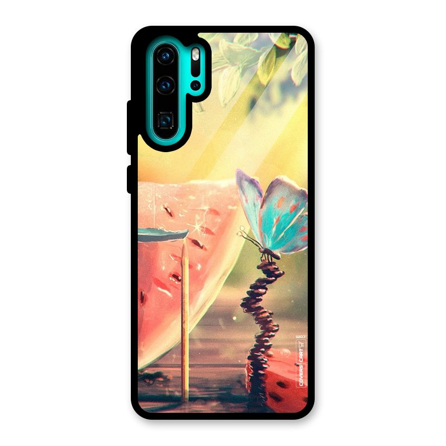 Watermelon Butterfly Glass Back Case for Huawei P30 Pro