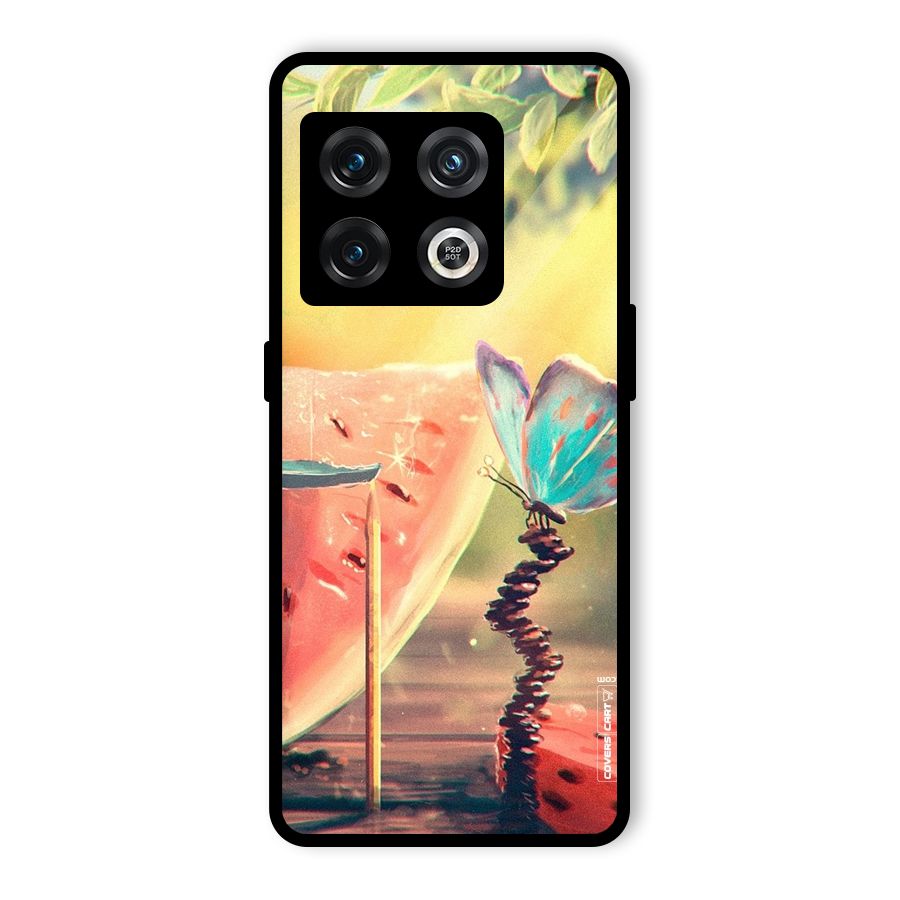 Watermelon Butterfly Glass Back Case for OnePlus 10 Pro 5G