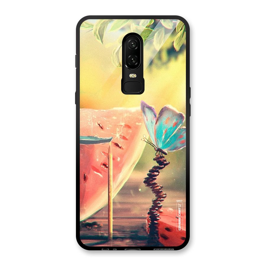 Watermelon Butterfly Glass Back Case for OnePlus 6