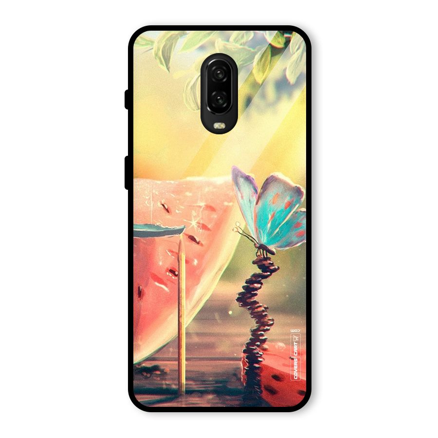Watermelon Butterfly Glass Back Case for OnePlus 6T
