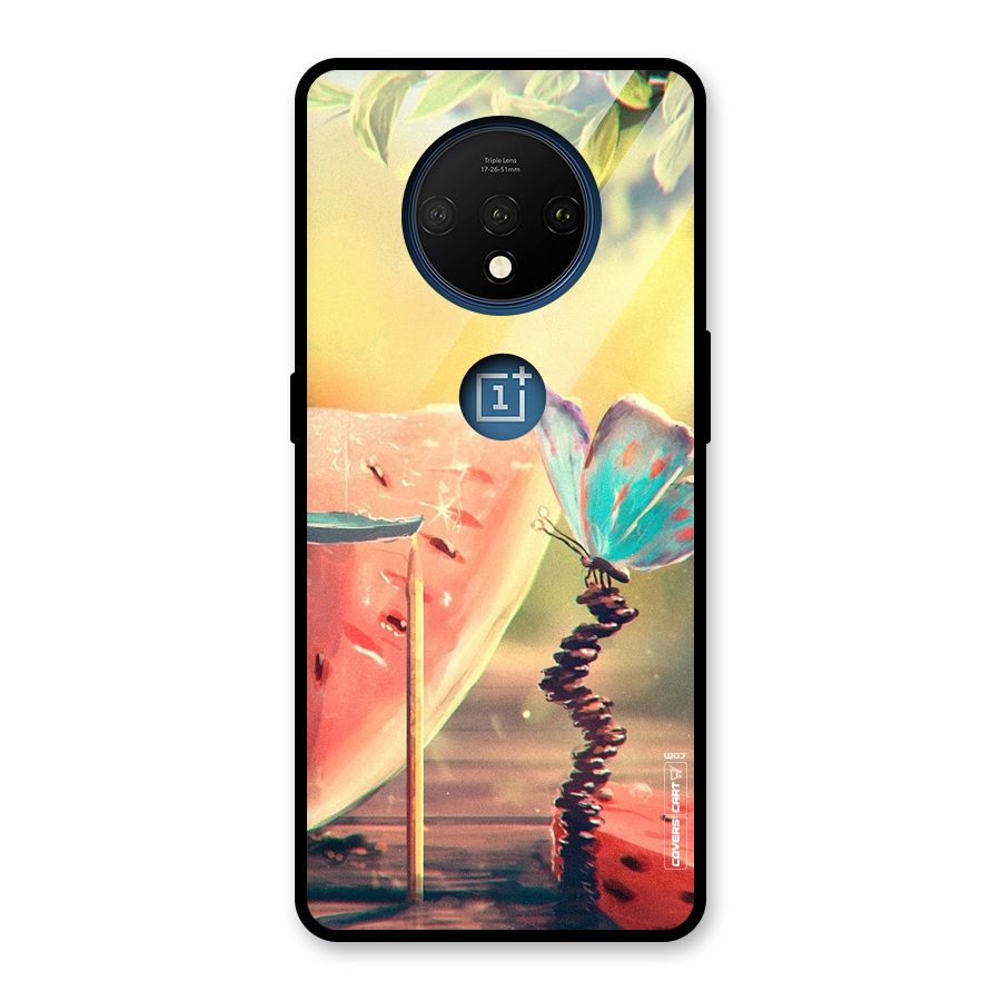 Watermelon Butterfly Glass Back Case for OnePlus 7T