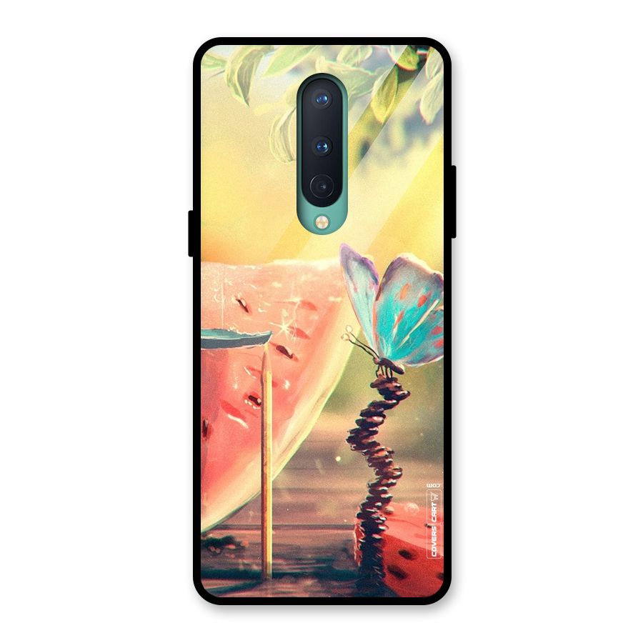 Watermelon Butterfly Glass Back Case for OnePlus 8