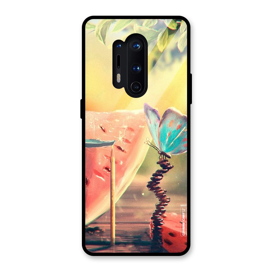 Watermelon Butterfly Glass Back Case for OnePlus 8 Pro
