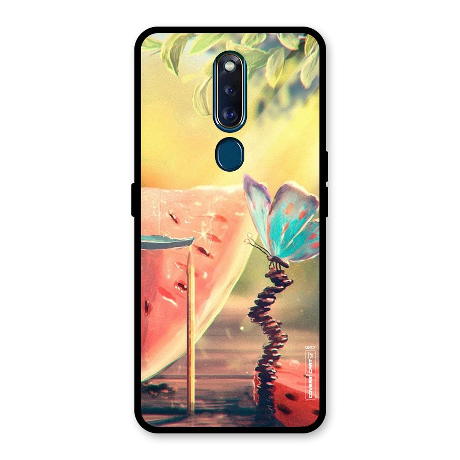 Watermelon Butterfly Glass Back Case for Oppo F11 Pro