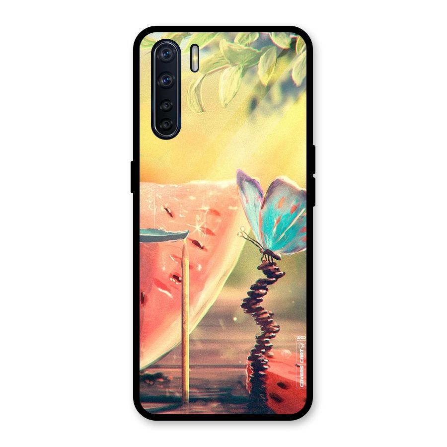 Watermelon Butterfly Glass Back Case for Oppo F15