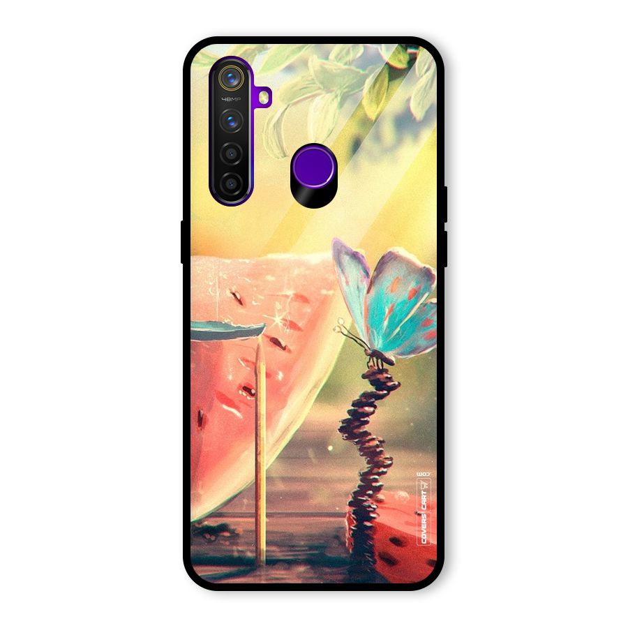 Watermelon Butterfly Glass Back Case for Realme 5 Pro