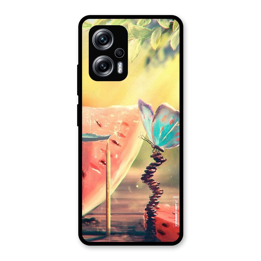 Watermelon Butterfly Glass Back Case for Redmi K50i