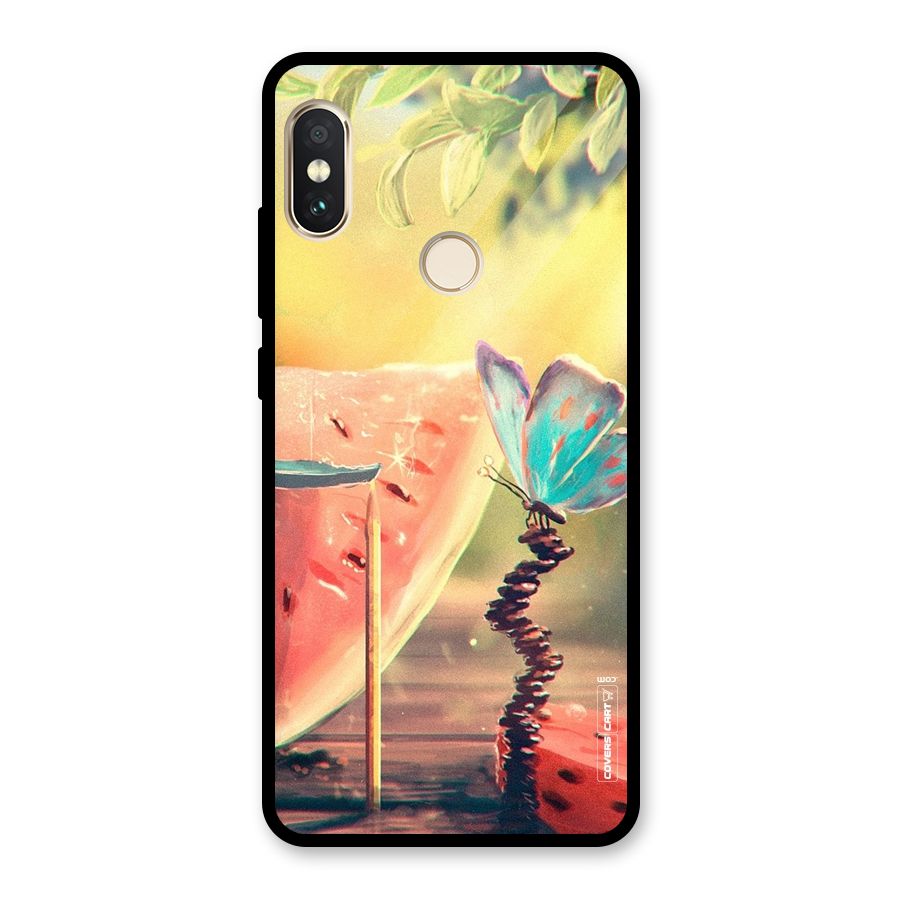 Watermelon Butterfly Glass Back Case for Redmi Note 5 Pro