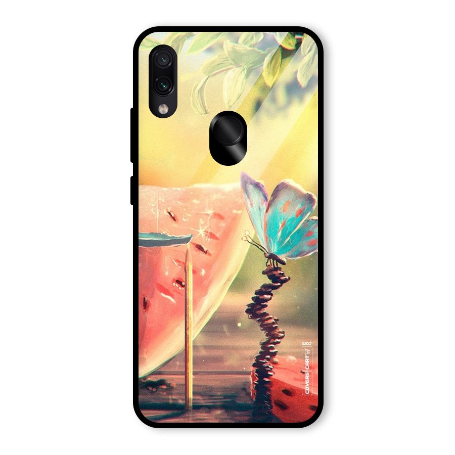 Watermelon Butterfly Glass Back Case for Redmi Note 7S