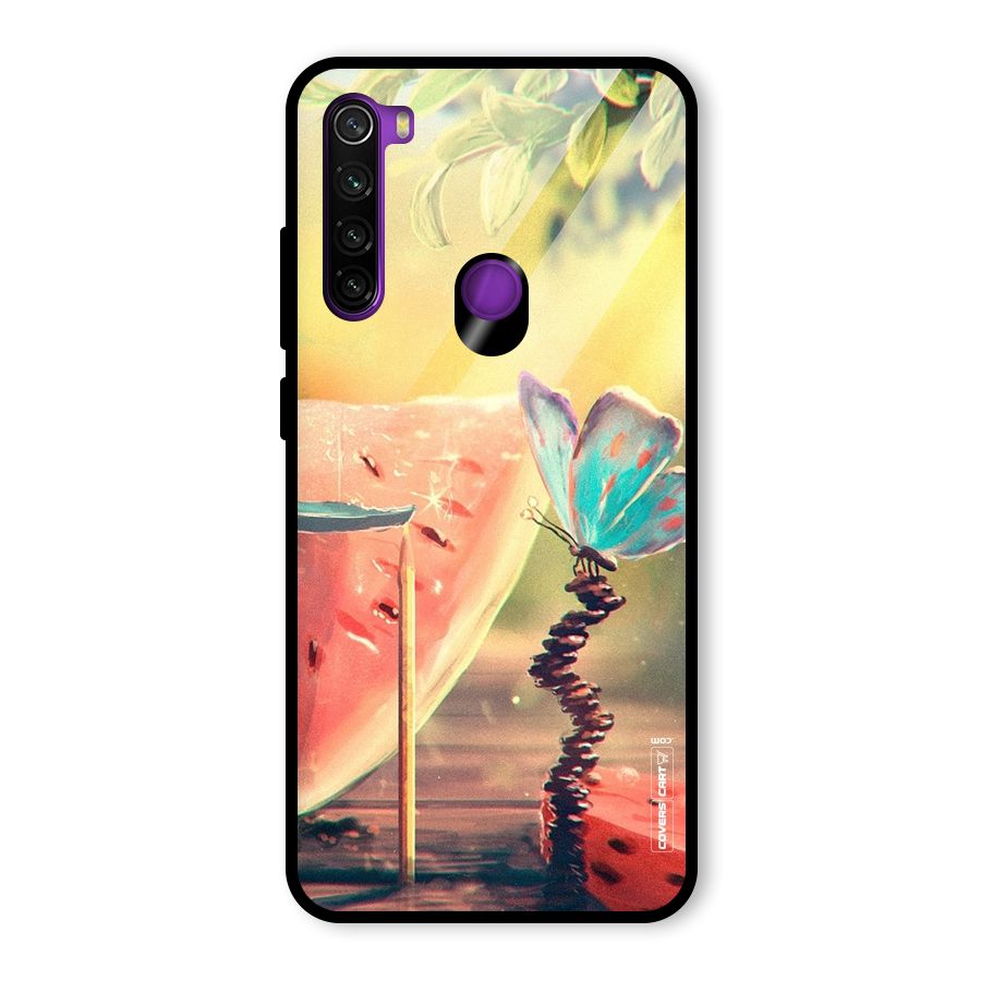 Watermelon Butterfly Glass Back Case for Redmi Note 8