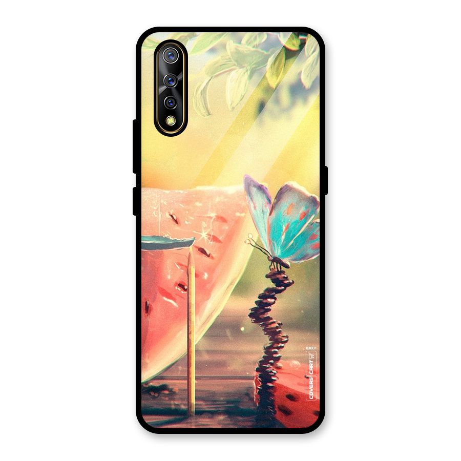 Watermelon Butterfly Glass Back Case for Vivo S1