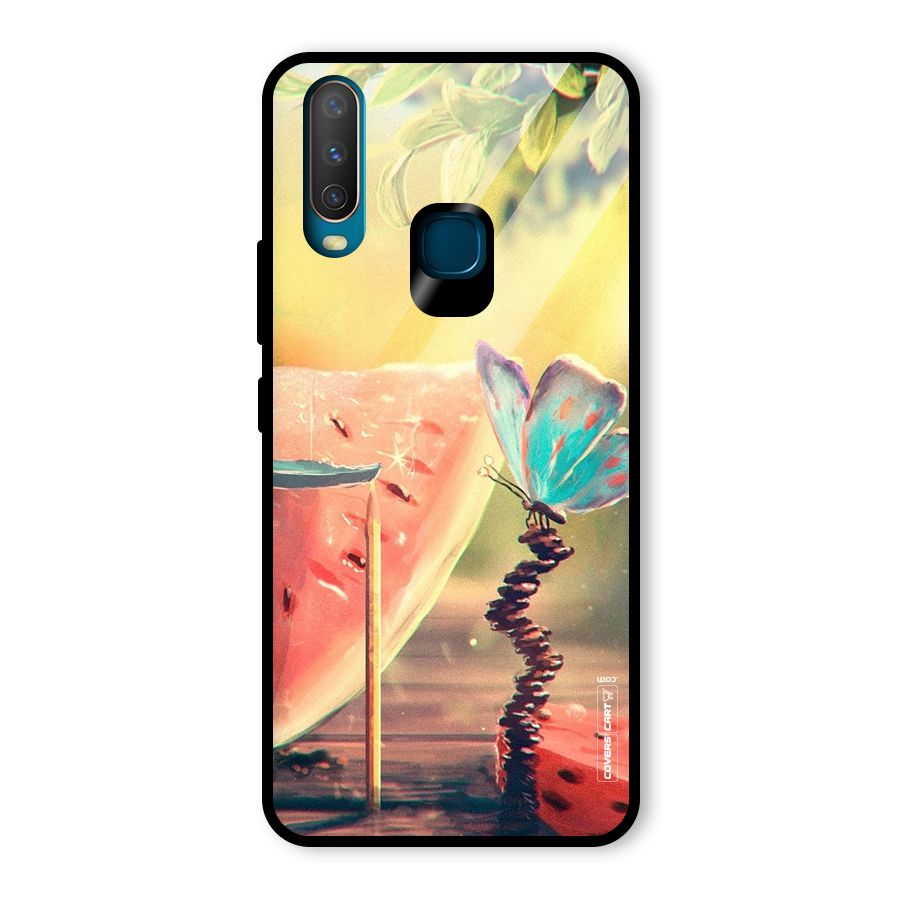 Watermelon Butterfly Glass Back Case for Vivo U10