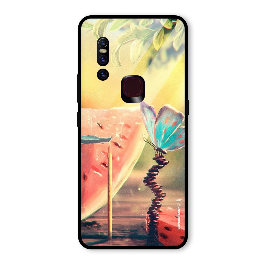 Watermelon Butterfly Glass Back Case for Vivo V15