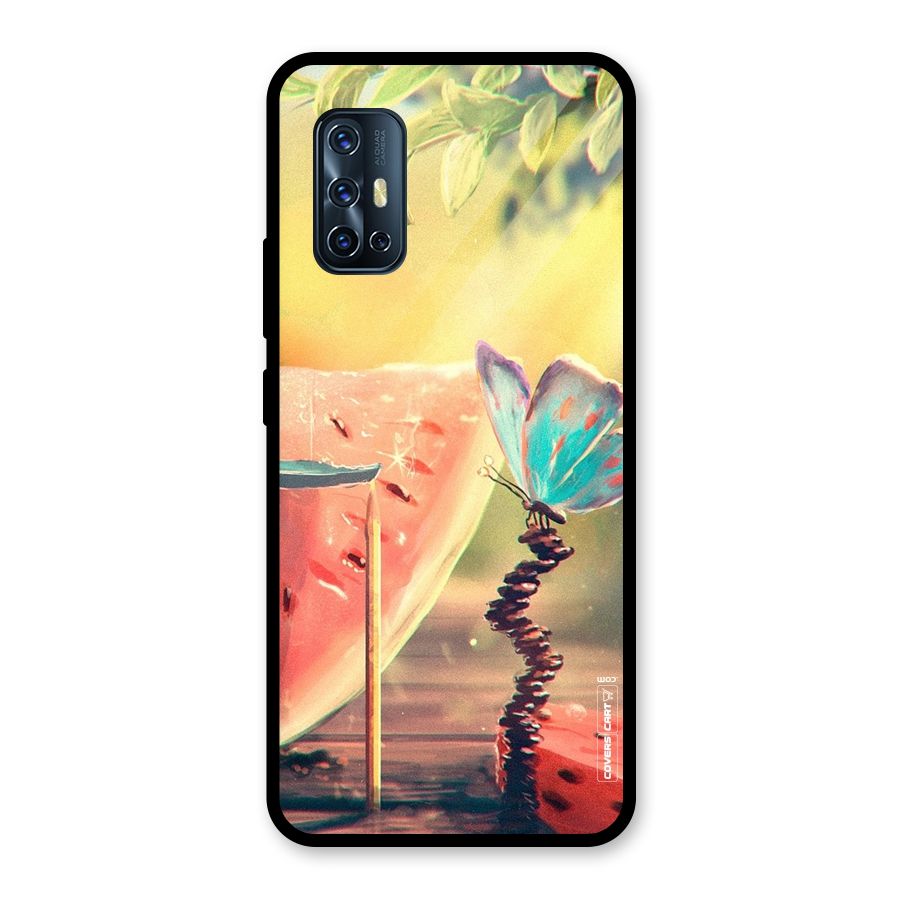 Watermelon Butterfly Glass Back Case for Vivo V17