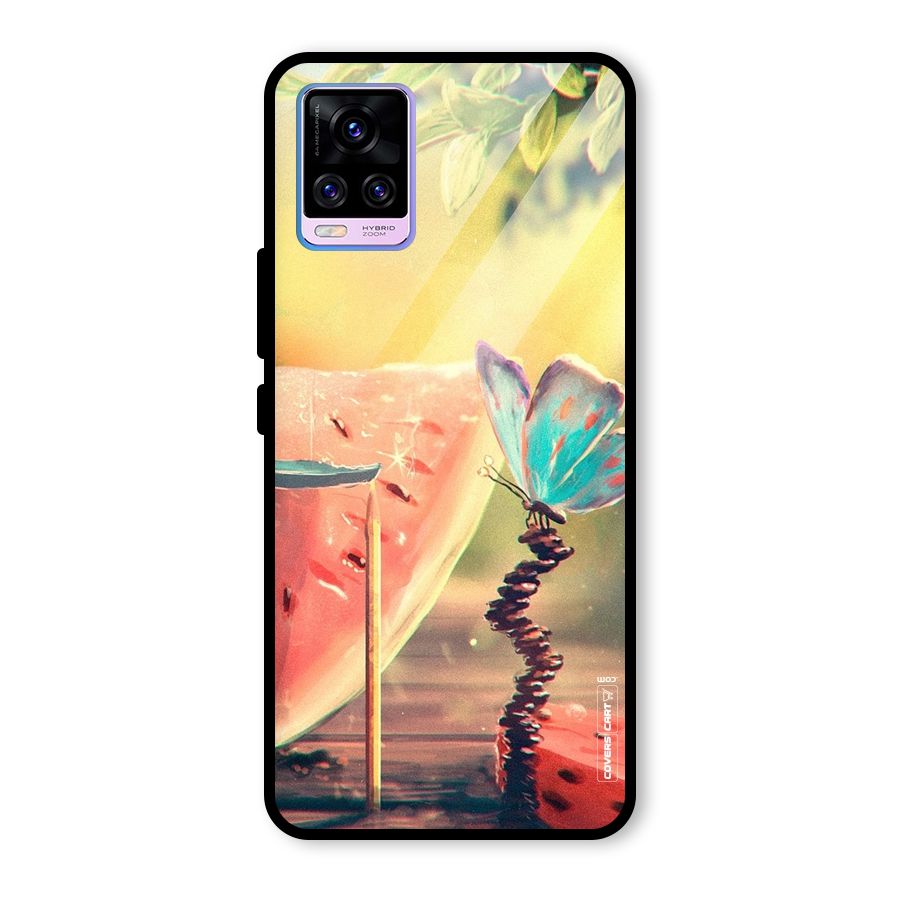 Watermelon Butterfly Glass Back Case for Vivo V20 Pro