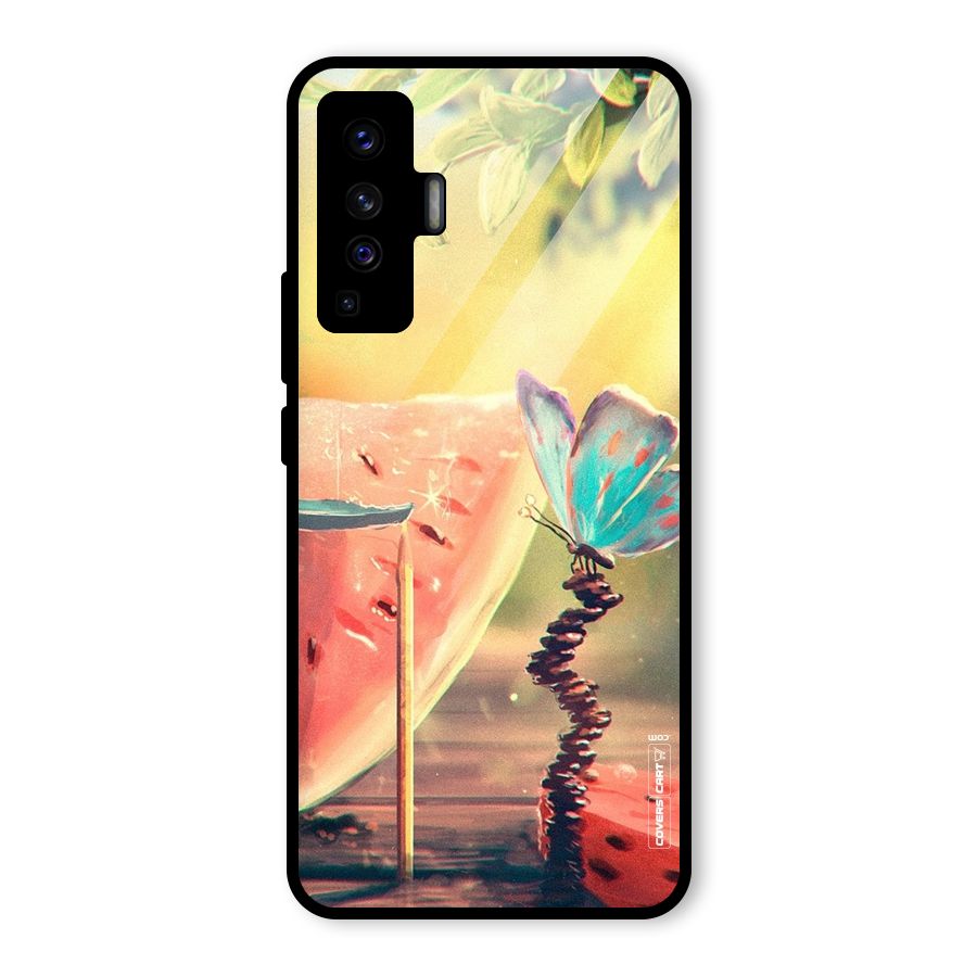 Watermelon Butterfly Glass Back Case for Vivo X50