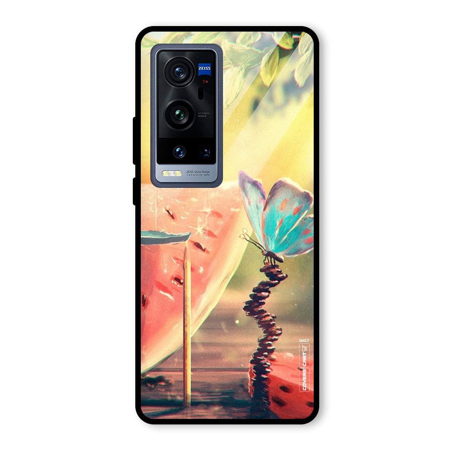 Watermelon Butterfly Glass Back Case for Vivo X60 Pro Plus