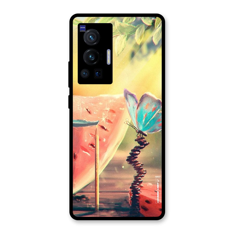 Watermelon Butterfly Glass Back Case for Vivo X70 Pro