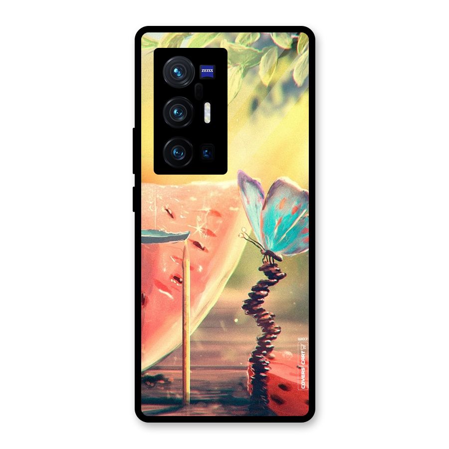 Watermelon Butterfly Glass Back Case for Vivo X70 Pro Plus