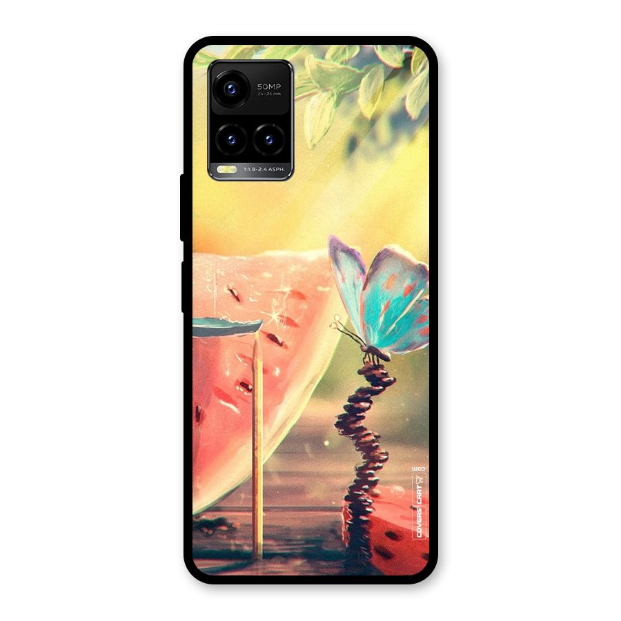 Watermelon Butterfly Glass Back Case for Vivo Y21T