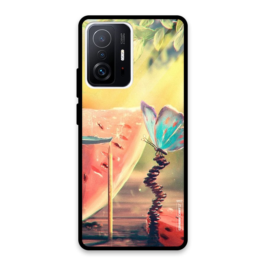 Watermelon Butterfly Glass Back Case for Xiaomi 11T Pro