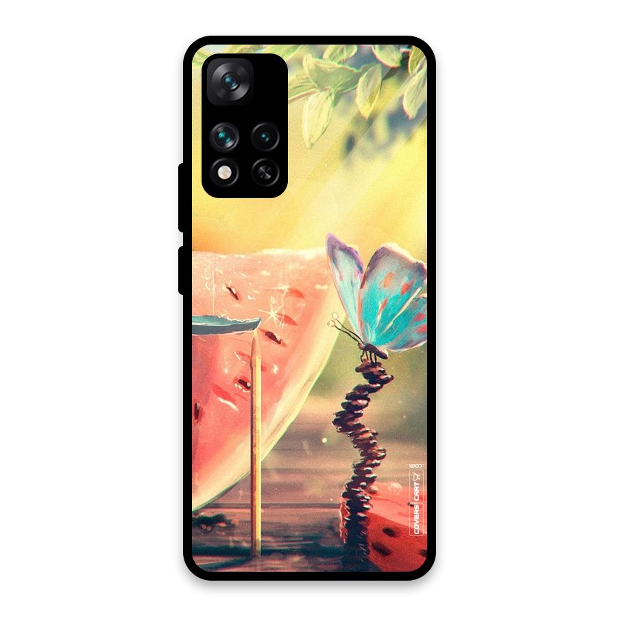 Watermelon Butterfly Glass Back Case for Xiaomi 11i HyperCharge 5G