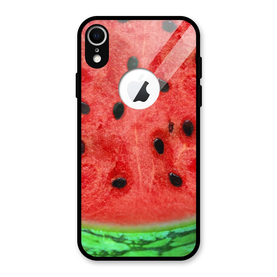 Watermelon Design Glass Back Case for iPhone XR Logo Cut