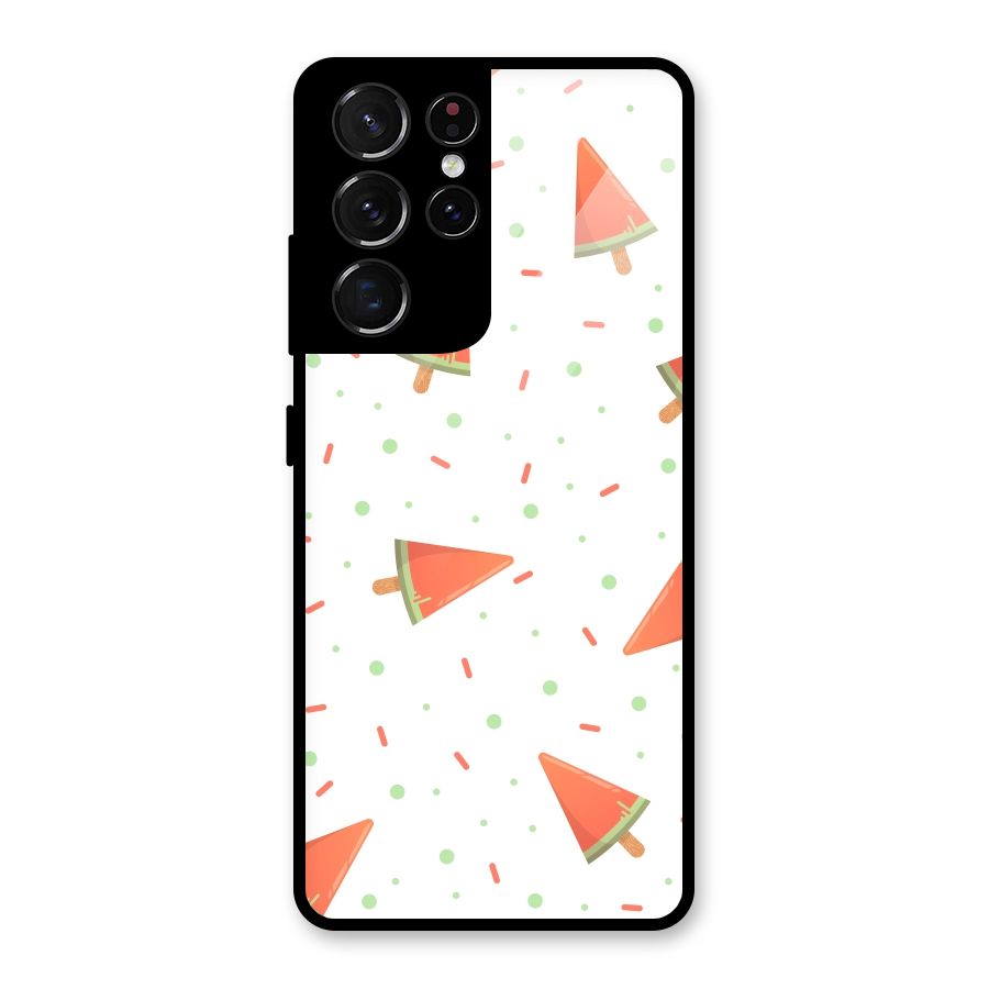 Watermelon Ice Creams Glass Back Case for Galaxy S21 Ultra 5G