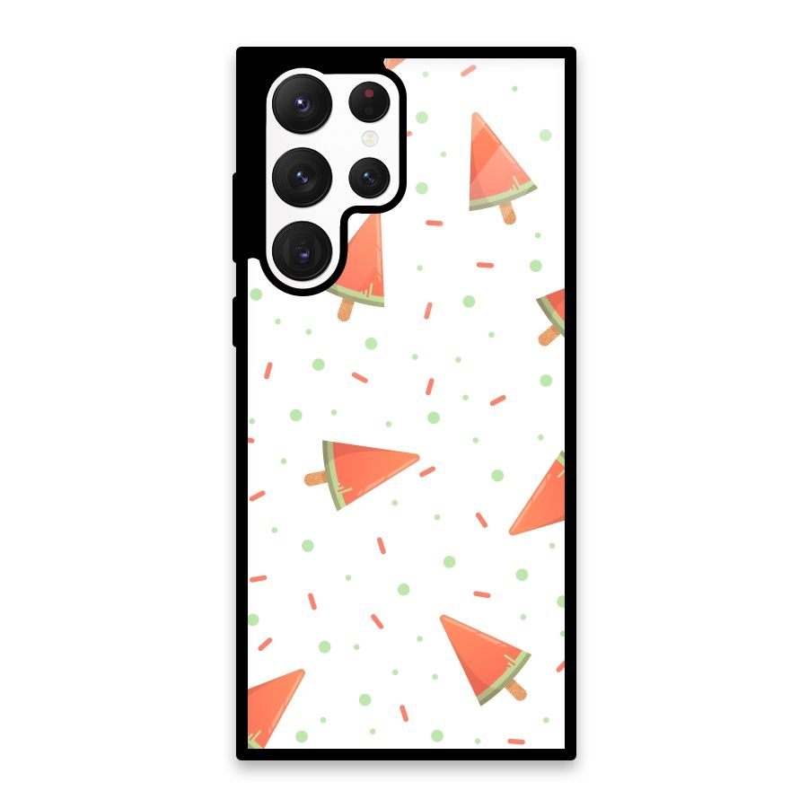 Watermelon Ice Creams Glass Back Case for Galaxy S22 Ultra 5G