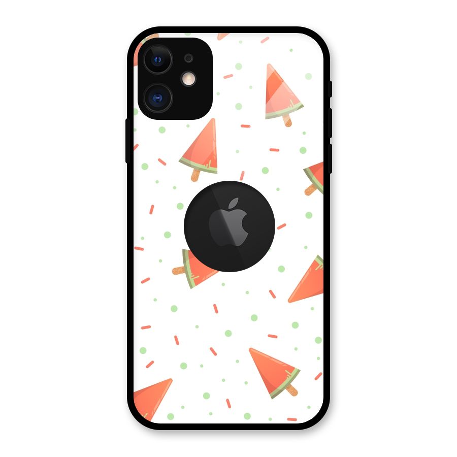 Watermelon Ice Creams Glass Back Case for iPhone 11 Logo Cut