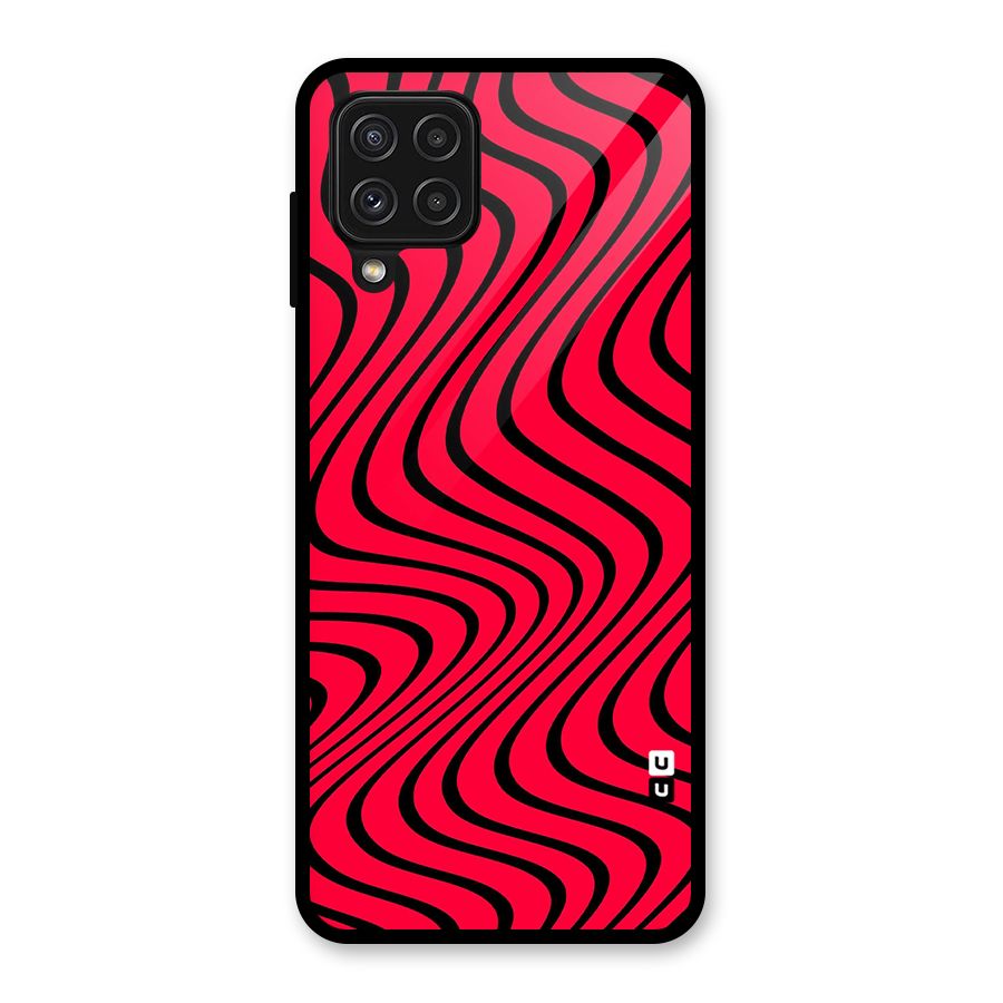 Waves Pattern Print Glass Back Case for Galaxy A22 4G