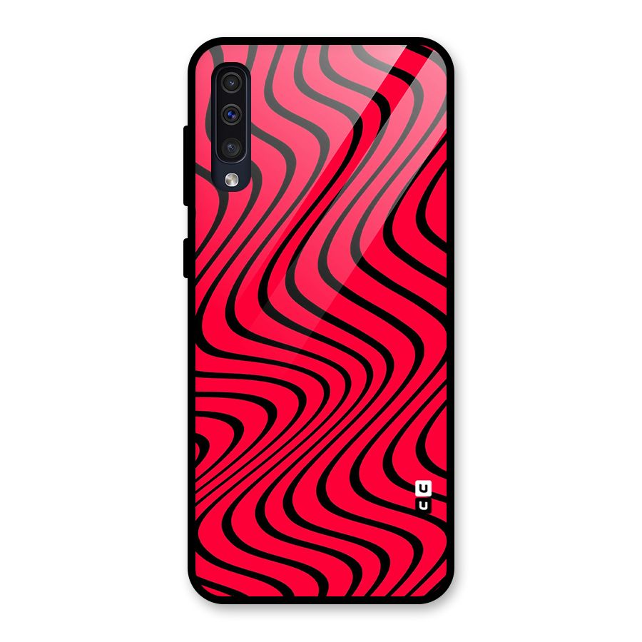 Waves Pattern Print Glass Back Case for Galaxy A50