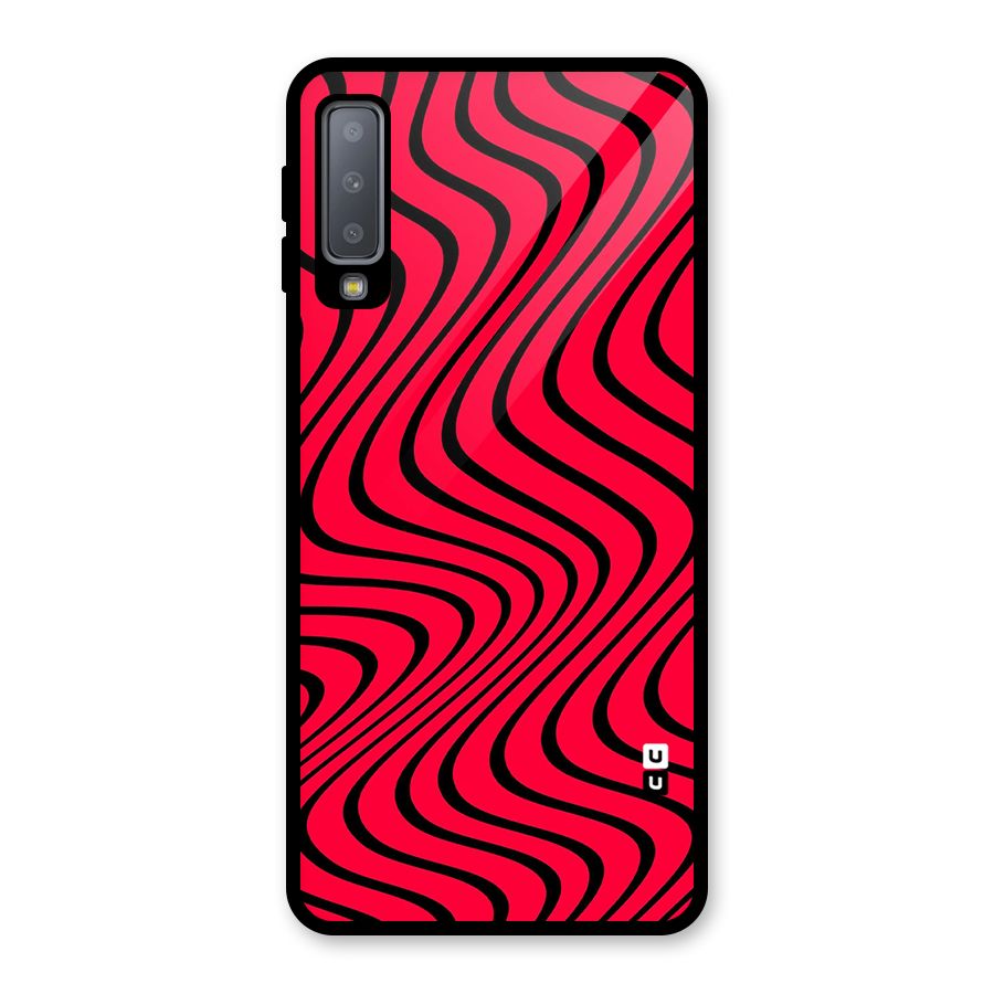 Waves Pattern Print Glass Back Case for Galaxy A7 (2018)