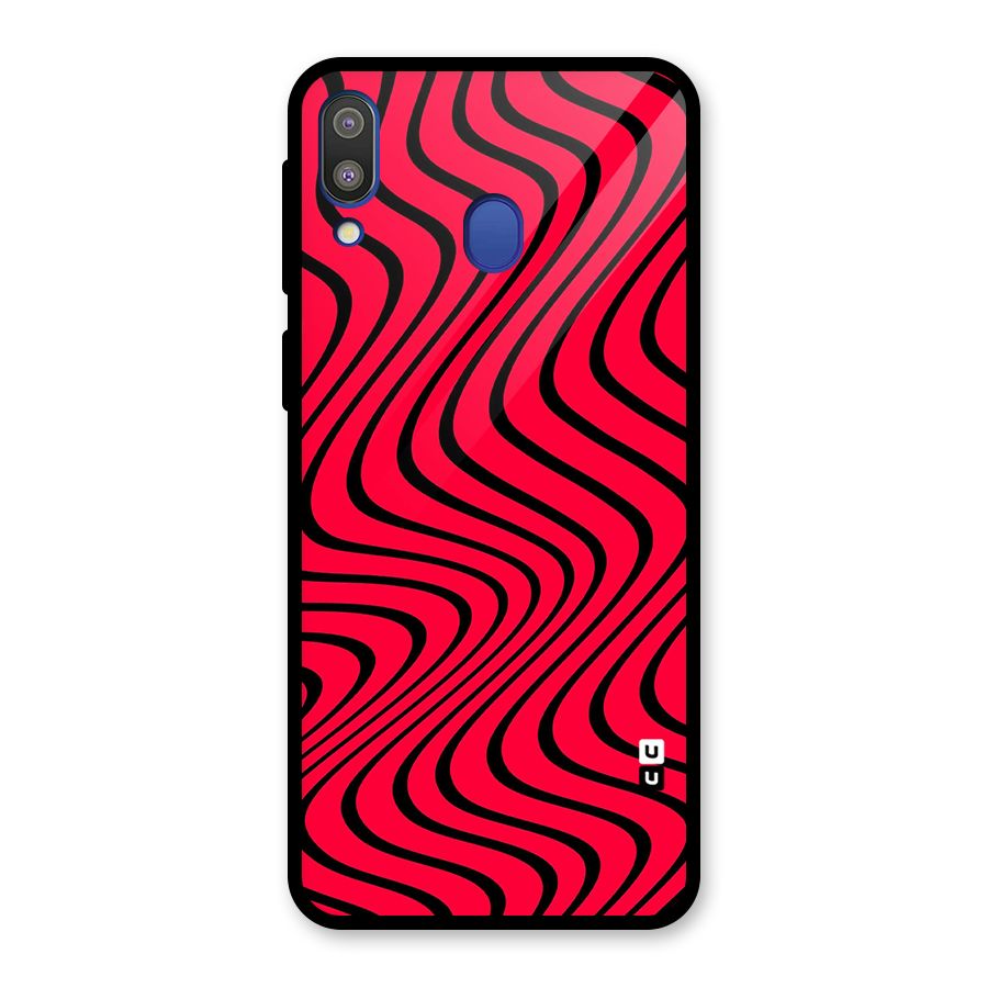 Waves Pattern Print Glass Back Case for Galaxy M20