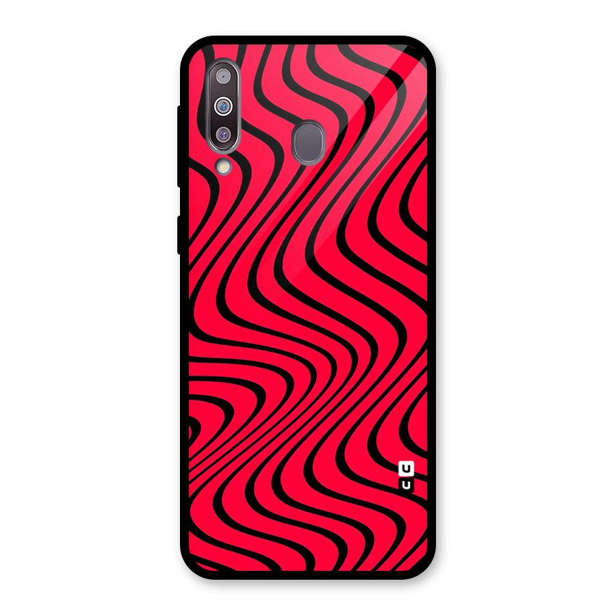 Waves Pattern Print Glass Back Case for Galaxy M30