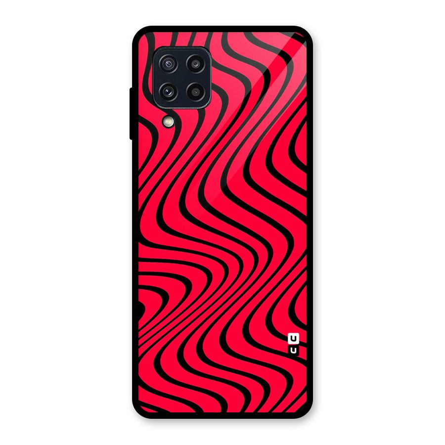 Waves Pattern Print Glass Back Case for Galaxy M32