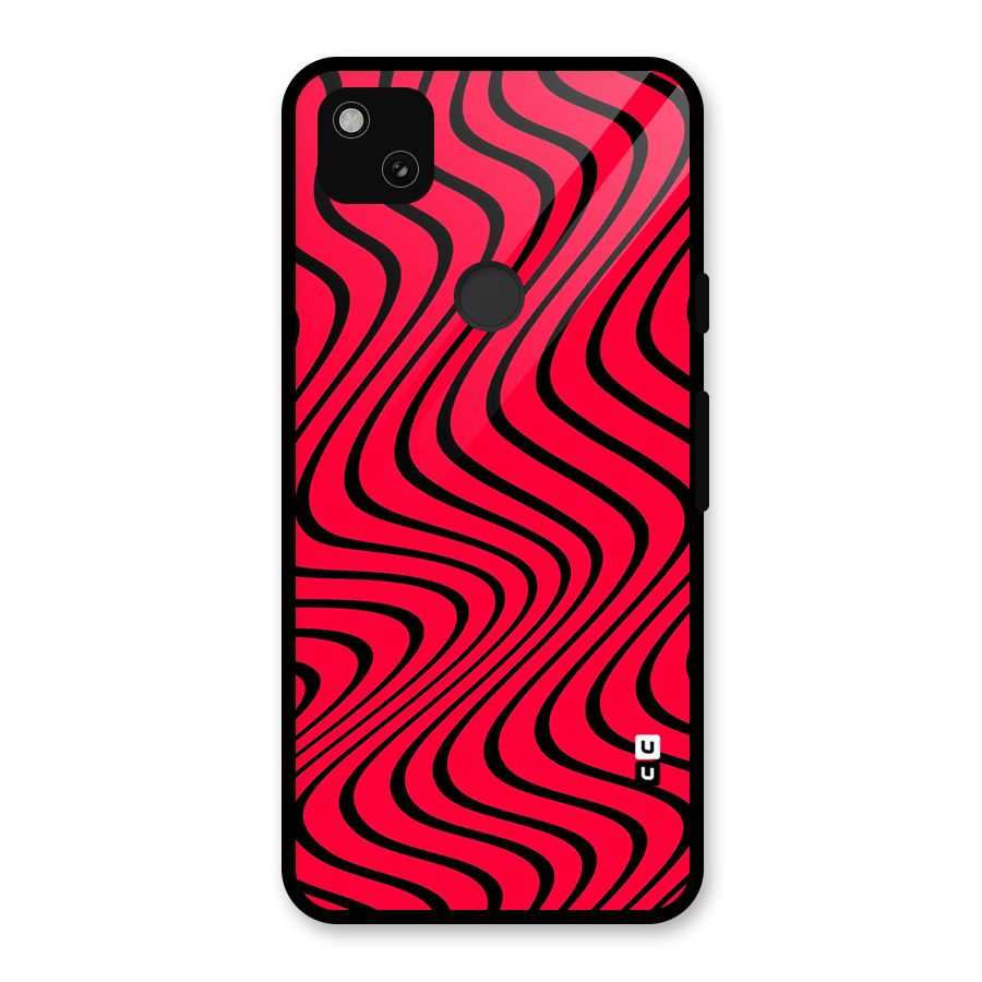 Waves Pattern Print Glass Back Case for Google Pixel 4a