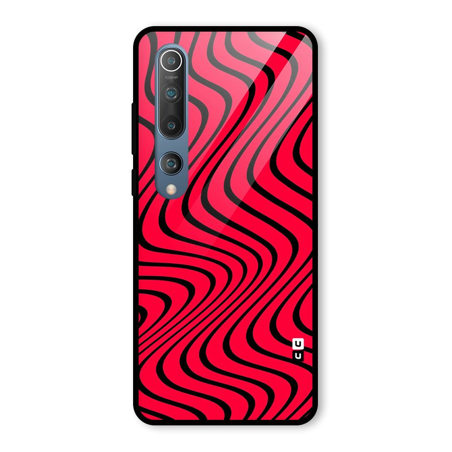 Waves Pattern Print Glass Back Case for Mi 10