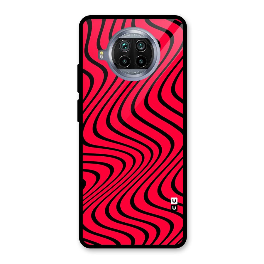 Waves Pattern Print Glass Back Case for Mi 10i