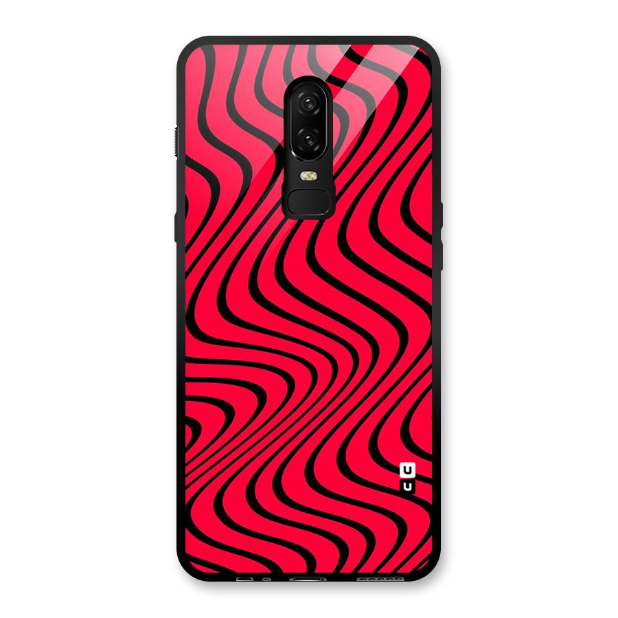 Waves Pattern Print Glass Back Case for OnePlus 6