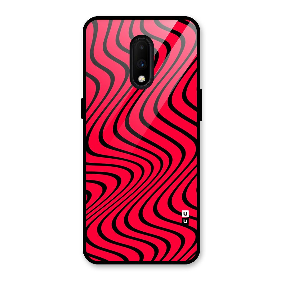 Waves Pattern Print Glass Back Case for OnePlus 7