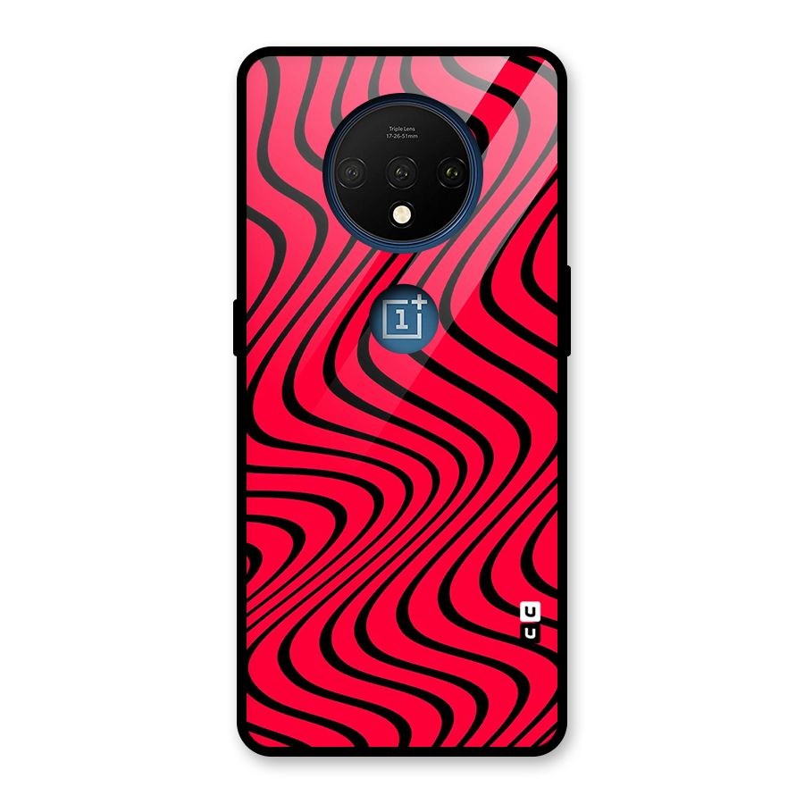 Waves Pattern Print Glass Back Case for OnePlus 7T
